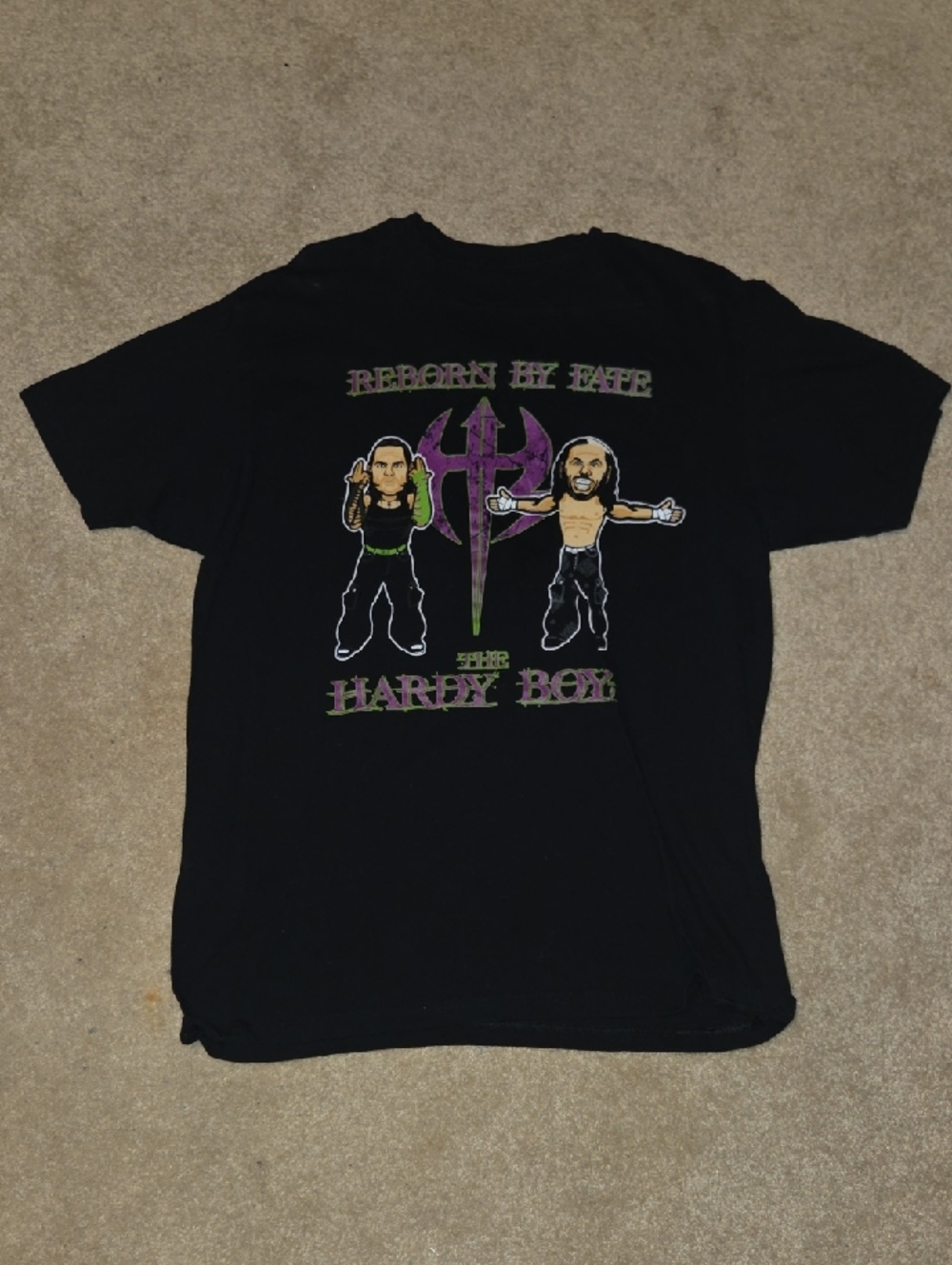 Hardy Boz Reborn By Fate WWE Black Metallic Logo Shirt